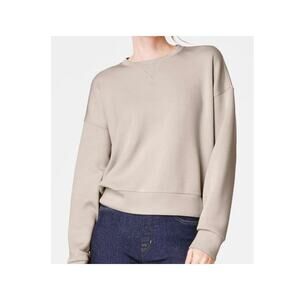 Spanx Top Women's XL Bone AirEssentials Crew Long Sleeve Soft Stretch Knit NWT